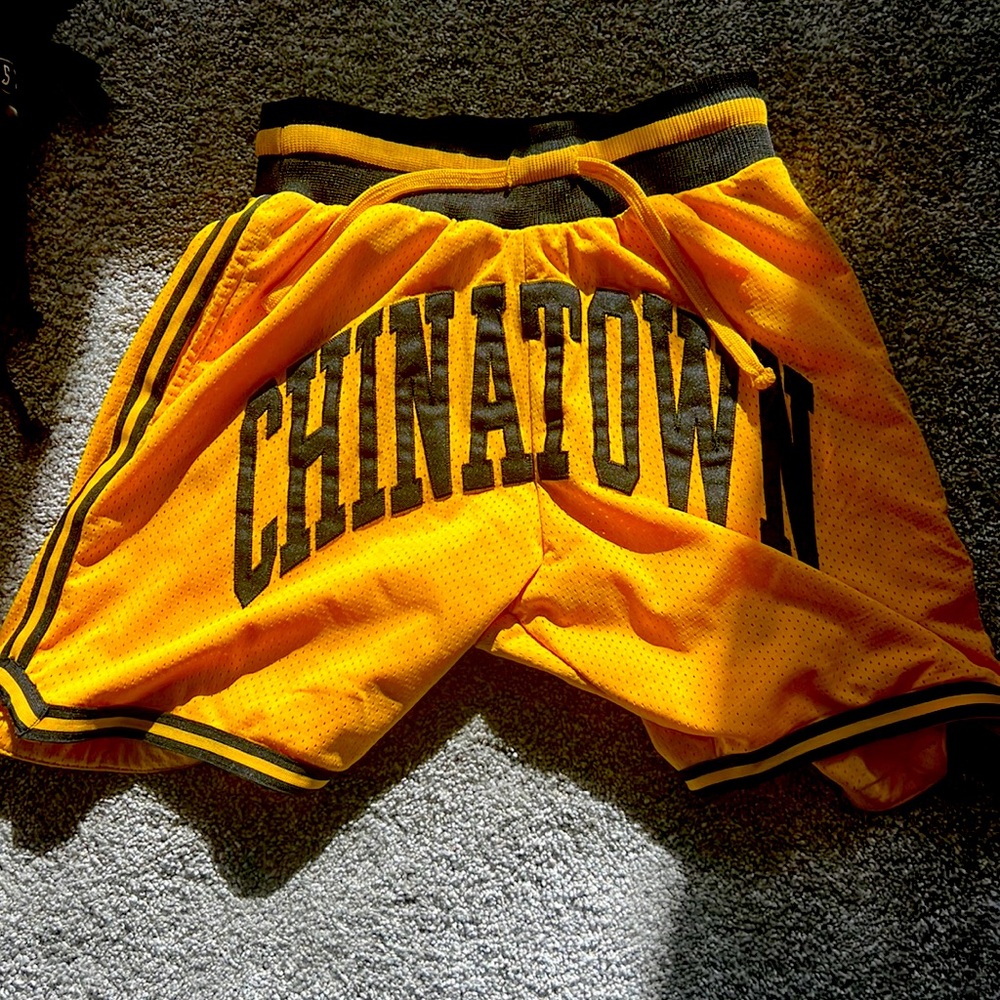 ChinaTown Market Smiley Arch Yellow Mesh Basketball Shorts
